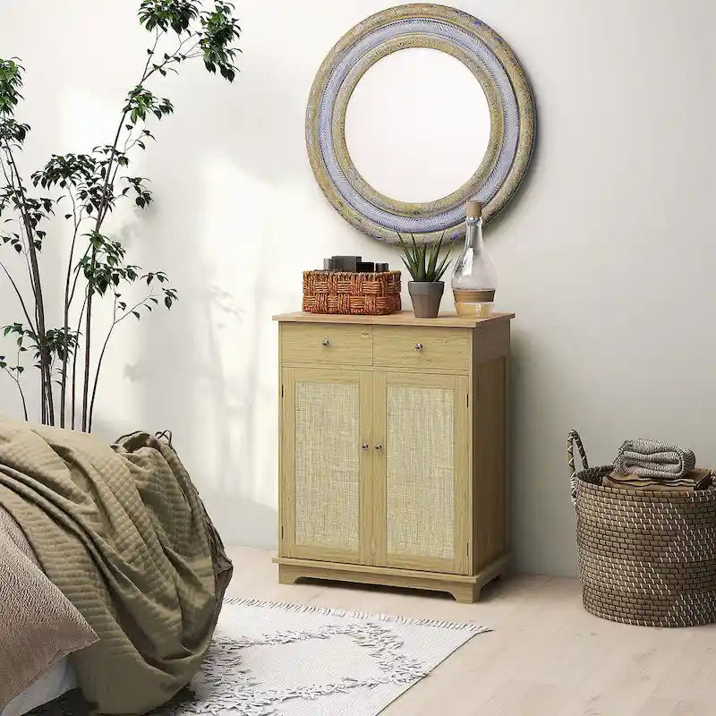 Modern Kitchen Storage Cabinet, Coffee Bar Cabinet with 2 Drawers, Doors and Adjustable Shelf