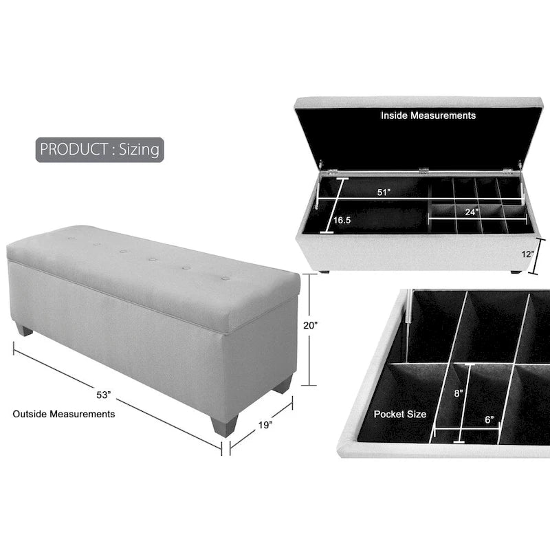 6 Button Nail Linen & Shoe Storage Bench