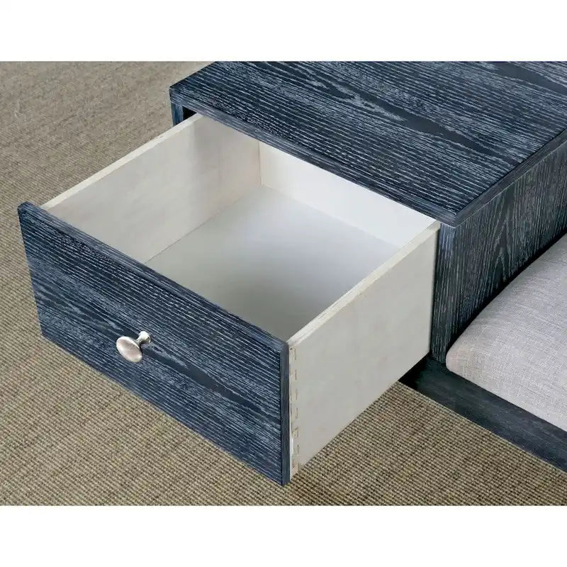 Contemporary Grey Solid Wood 1-Drawer Accent Bench by