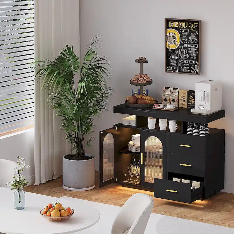 39Wide Sideboard With LED Light - N/A