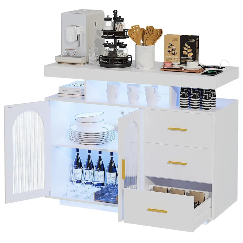 39Wide Sideboard With LED Light - N/A