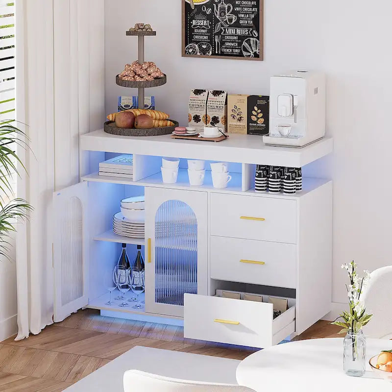39Wide Sideboard With LED Light - N/A