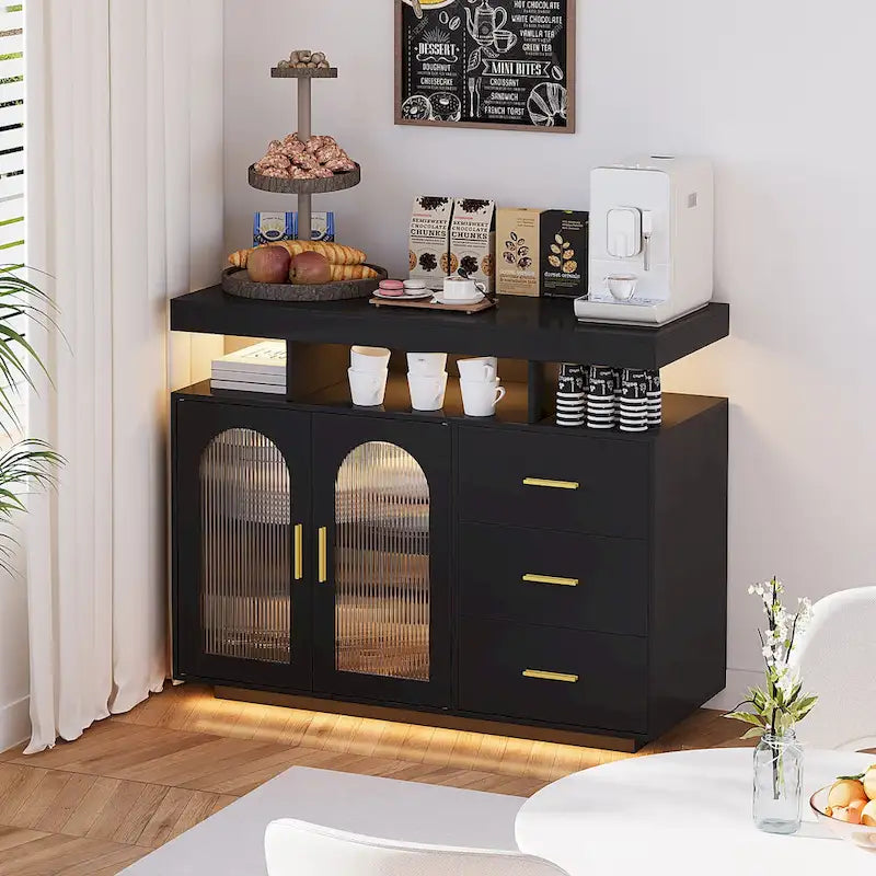 39Wide Sideboard With LED Light - N/A