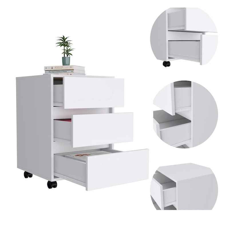 Three Drawers Filing Cabinet Roller Blade Glide