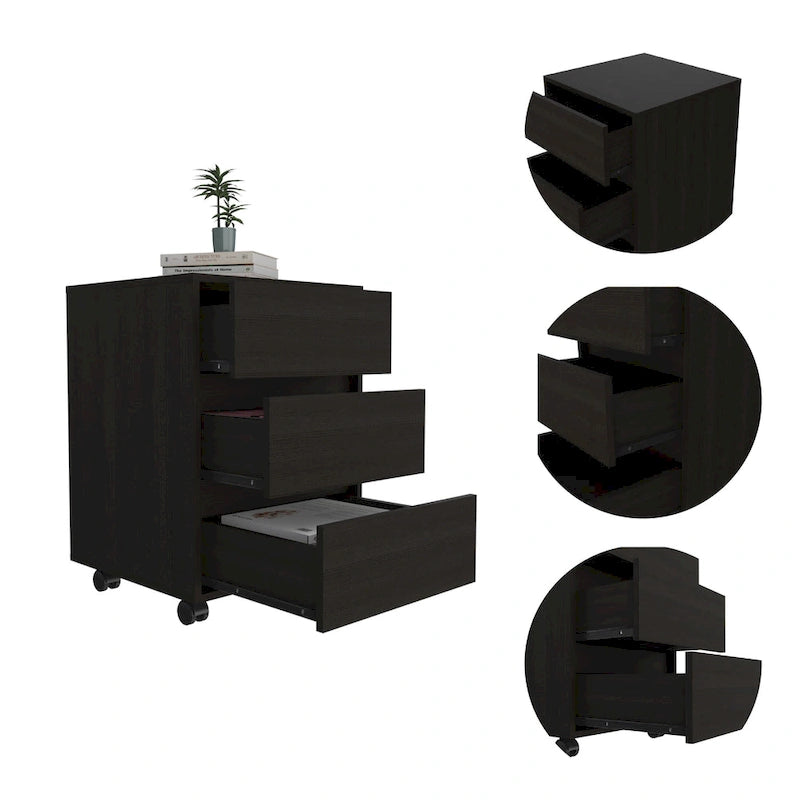 Three Drawers Filing Cabinet Roller Blade Glide