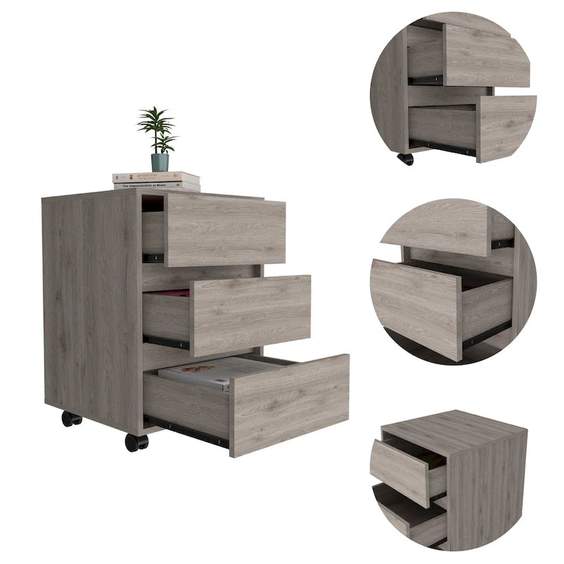 Three Drawers Filing Cabinet Roller Blade Glide