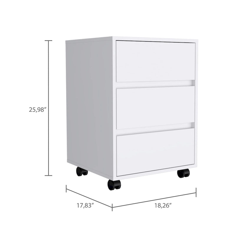 Three Drawers Filing Cabinet Roller Blade Glide