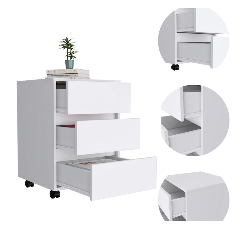Three Drawers Filing Cabinet Roller Blade Glide
