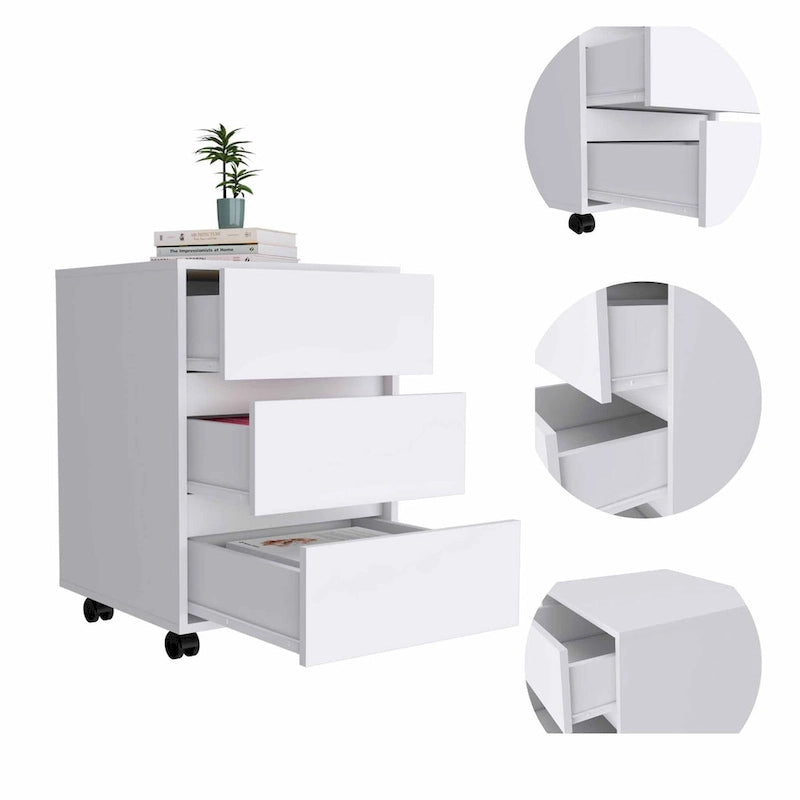Three Drawers Filing Cabinet Roller Blade Glide