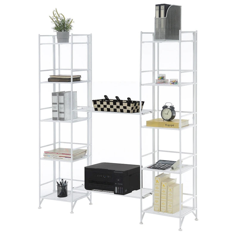 5 Tier Folding Metal Shelves with Set of 2 Extension Shelves