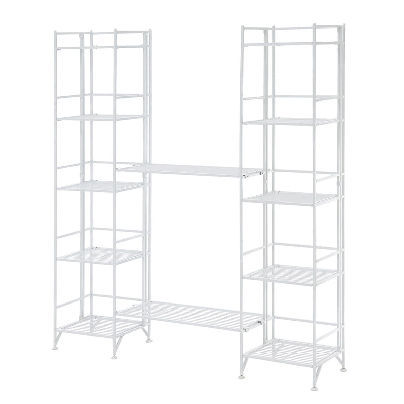 5 Tier Folding Metal Shelves with Set of 2 Extension Shelves