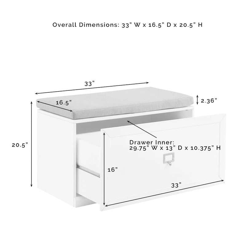 Entryway Bench - 16.5x33x20.5