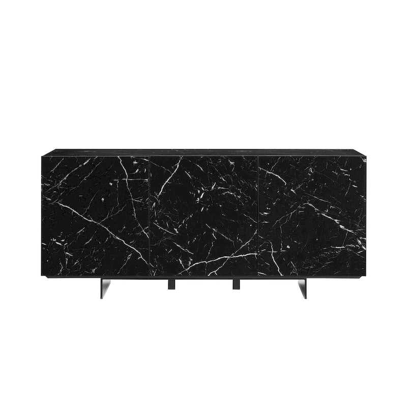 buffet-server in white marbled ceramic. - N/A