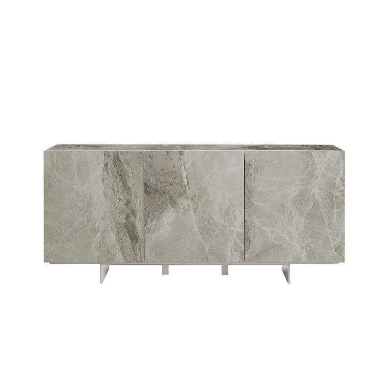 buffet-server in white marbled ceramic. - N/A