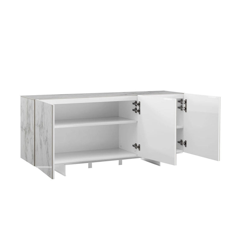 buffet-server in white marbled ceramic. - N/A