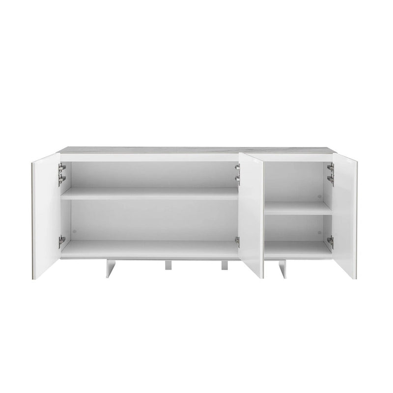 buffet-server in white marbled ceramic. - N/A