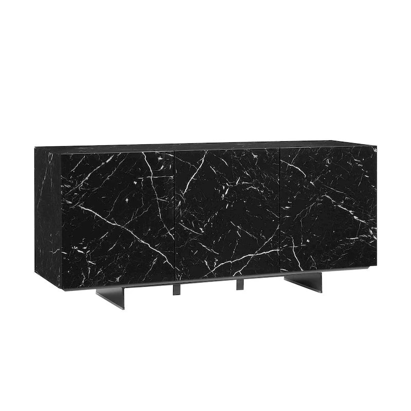 buffet-server in white marbled ceramic. - N/A