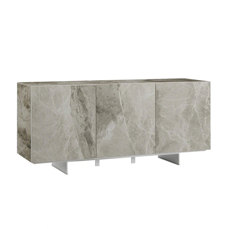 buffet-server in white marbled ceramic. - N/A