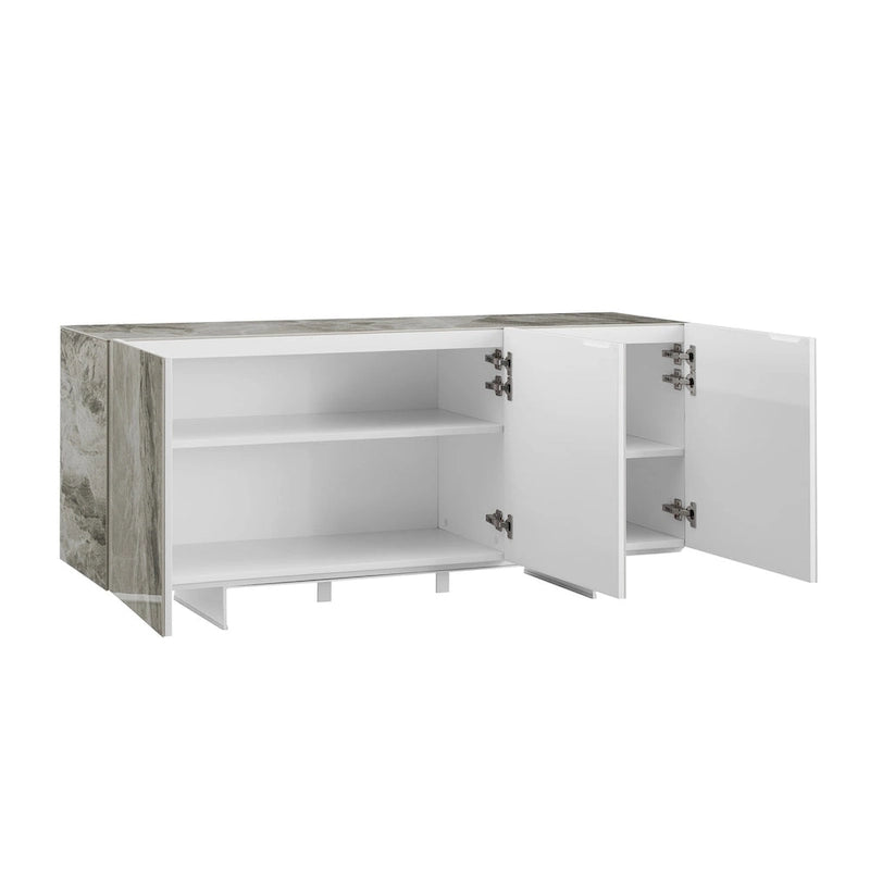 buffet-server in white marbled ceramic. - N/A