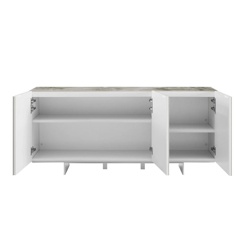 buffet-server in white marbled ceramic. - N/A