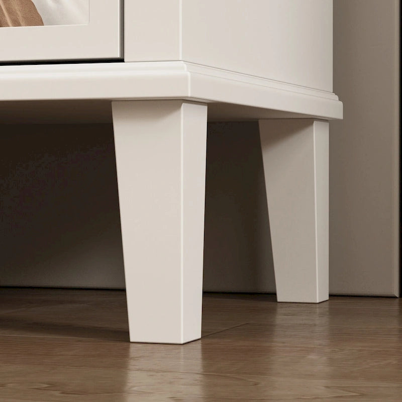 26H End Table of Drawers Mirrored Lacquered Dresser Chest White/Gold