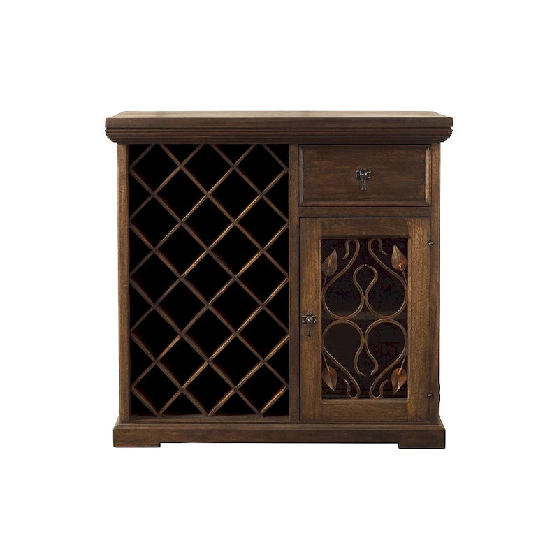 Handmade Solid Reclaimed Barn Wood & Forged Iron Hardware Wine Floor Cabinet for Indoor 40 Height - N/A