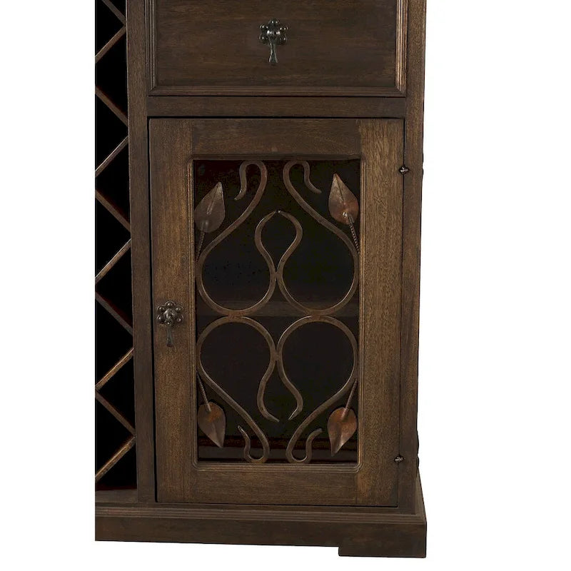 Handmade Solid Reclaimed Barn Wood & Forged Iron Hardware Wine Floor Cabinet for Indoor 40 Height - N/A