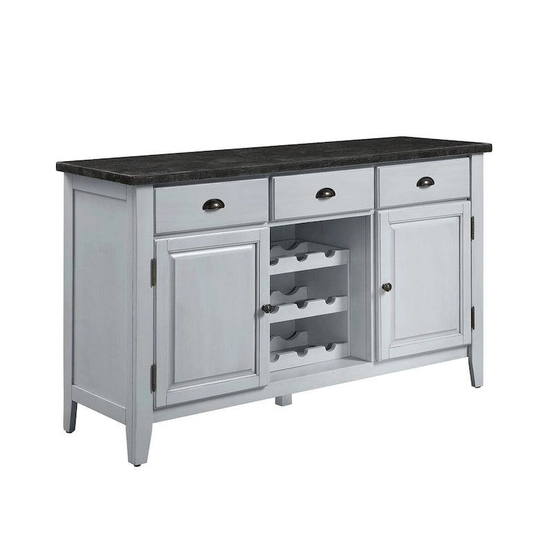Rectangular Marble Top Server in Antique White