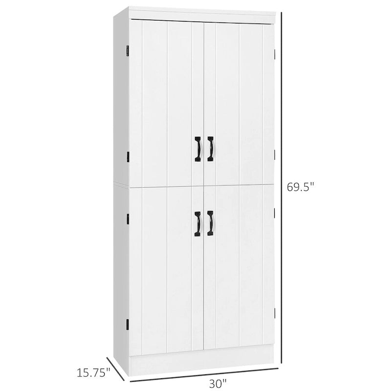 Freestanding Kitchen Pantry, 6-tier Shelving with 2 Adjustable Shelves