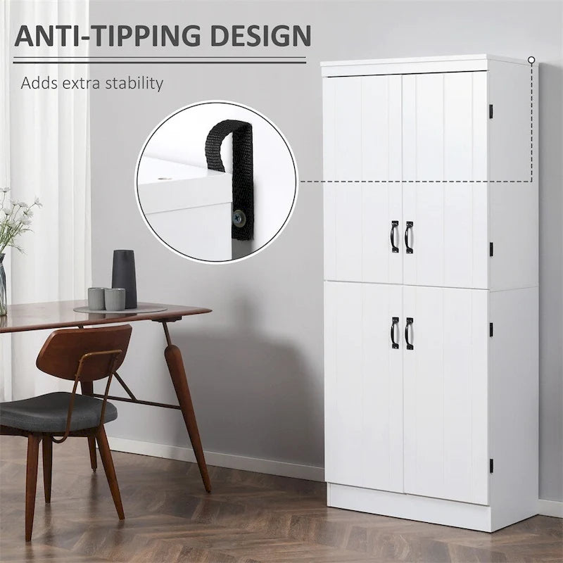 Freestanding Kitchen Pantry, 6-tier Shelving with 2 Adjustable Shelves
