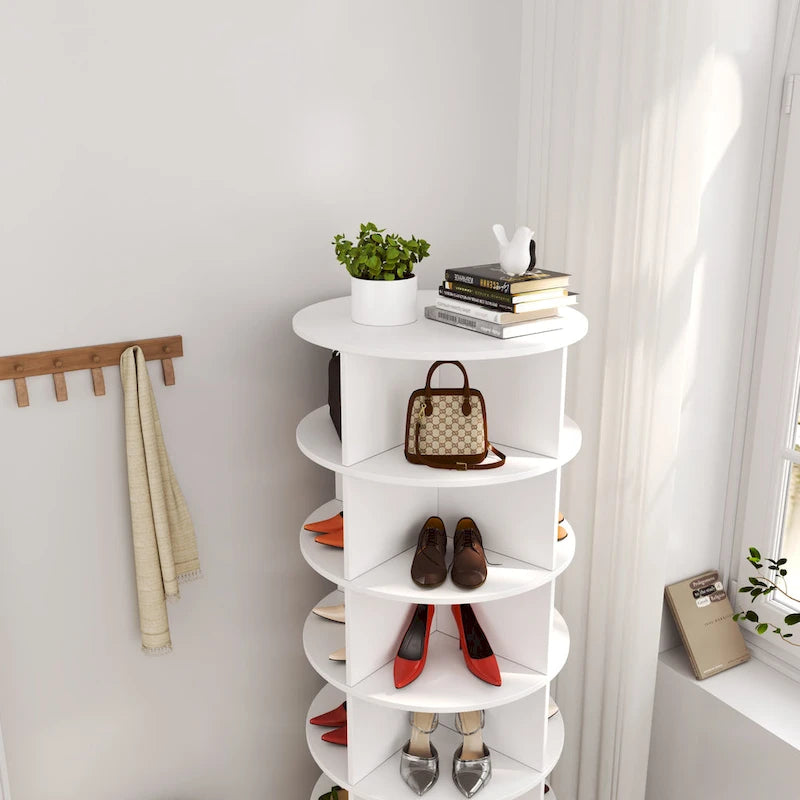 360Rotating Shoe Cabinet 6 layers Holds Up to 24 Paris of Shoes