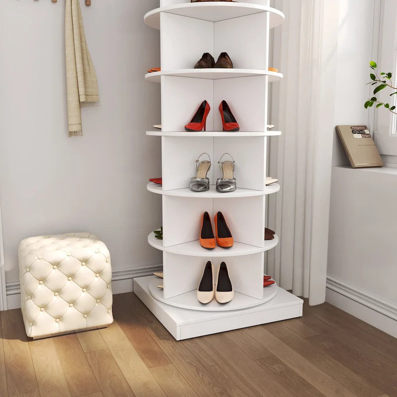 360Rotating Shoe Cabinet 6 layers Holds Up to 24 Paris of Shoes