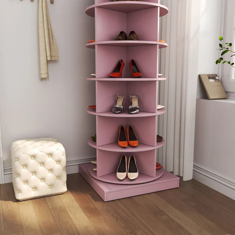 360Rotating Shoe Cabinet 6 layers Holds Up to 24 Paris of Shoes