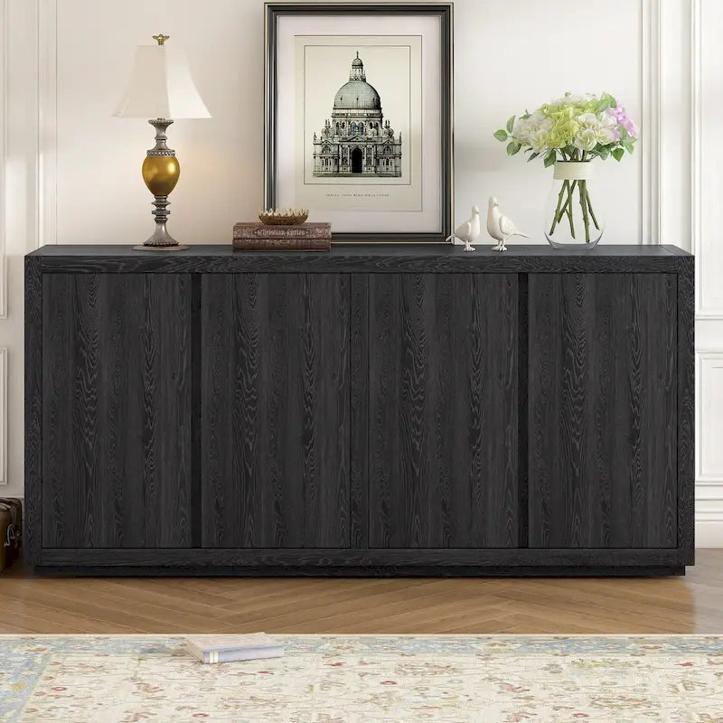 Distinctive Features of a Four-Door Cabinet Sideboard with Ash Veneer suitable for Hallway, Entryway, Living Room