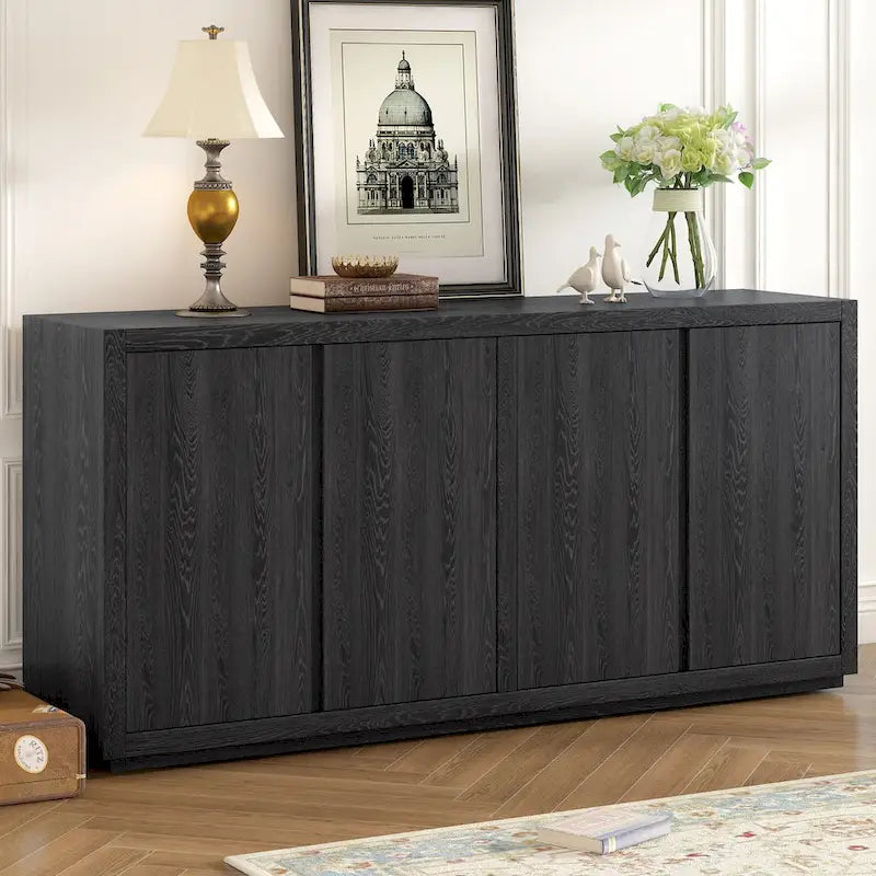 Distinctive Features of a Four-Door Cabinet Sideboard with Ash Veneer suitable for Hallway, Entryway, Living Room