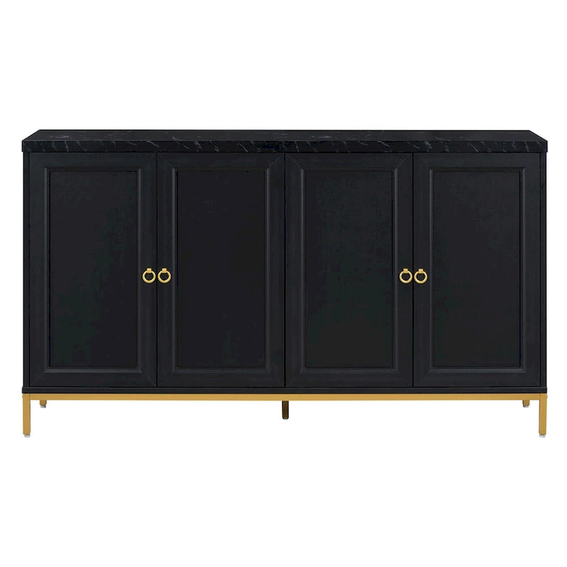Modern Sideboard with 4 door cabinet with Metal Handles and Adjustable Shelves
