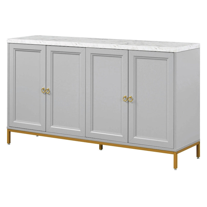 Modern Sideboard with 4 door cabinet with Metal Handles and Adjustable Shelves