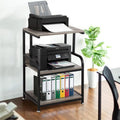 3 Tier Mobile Printer Stand on Wheels with Storage Shelves - 16D x 20W x 30H