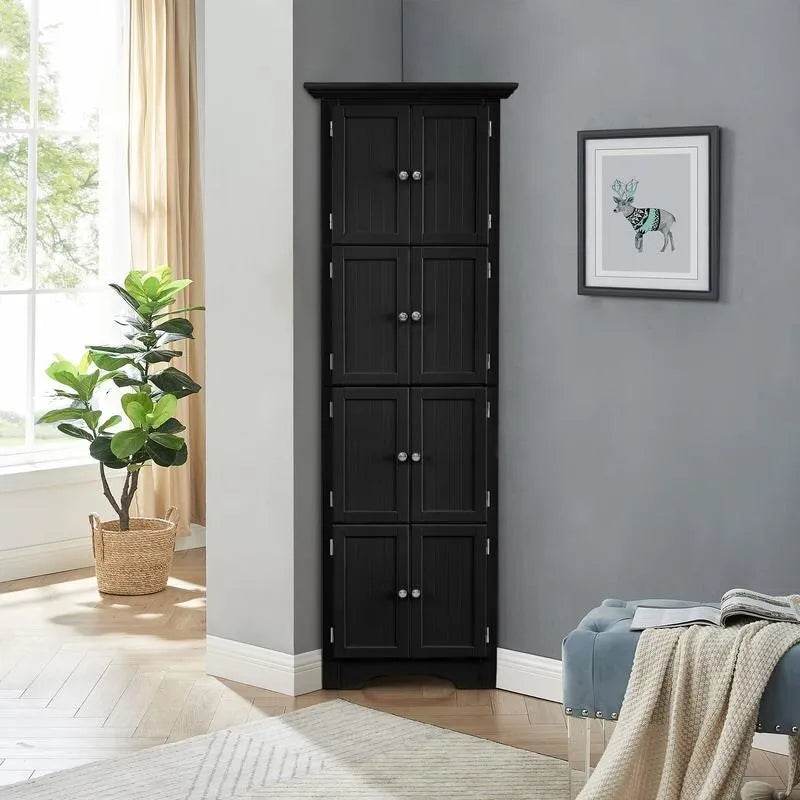 Modern Tall Bathroom Storage Cabinet with Doors and 4 Shelves for Living Room, Kitchen, Office, Bedroom