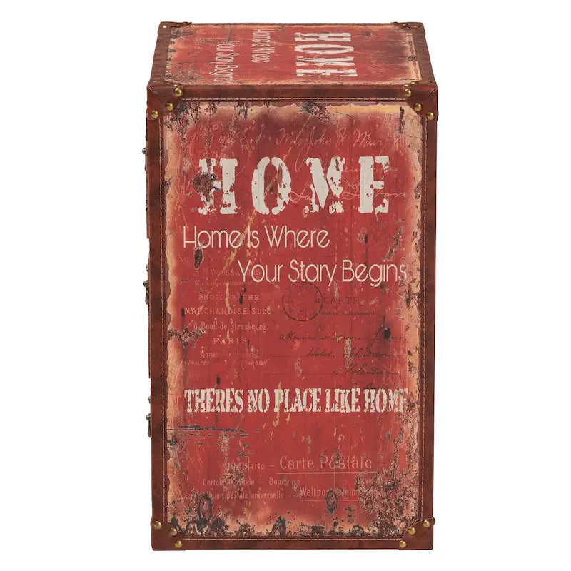 Vintage Faux Leather and Wood 3-Drawer Storage Trunk