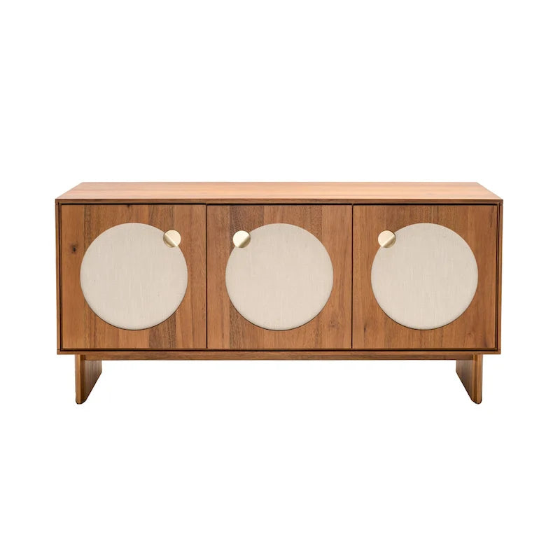Wide Modern Walnut Effect Cabinet Sideboard