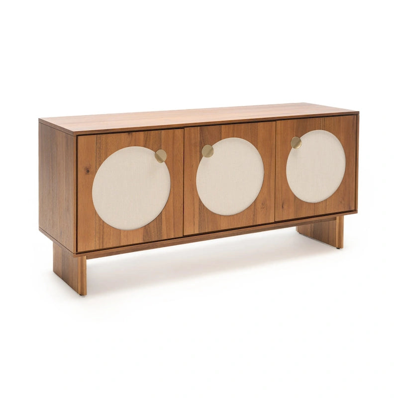 Wide Modern Walnut Effect Cabinet Sideboard