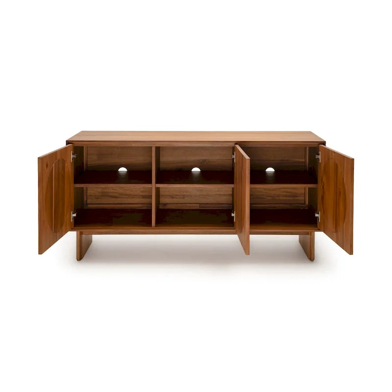 Wide Modern Walnut Effect Cabinet Sideboard