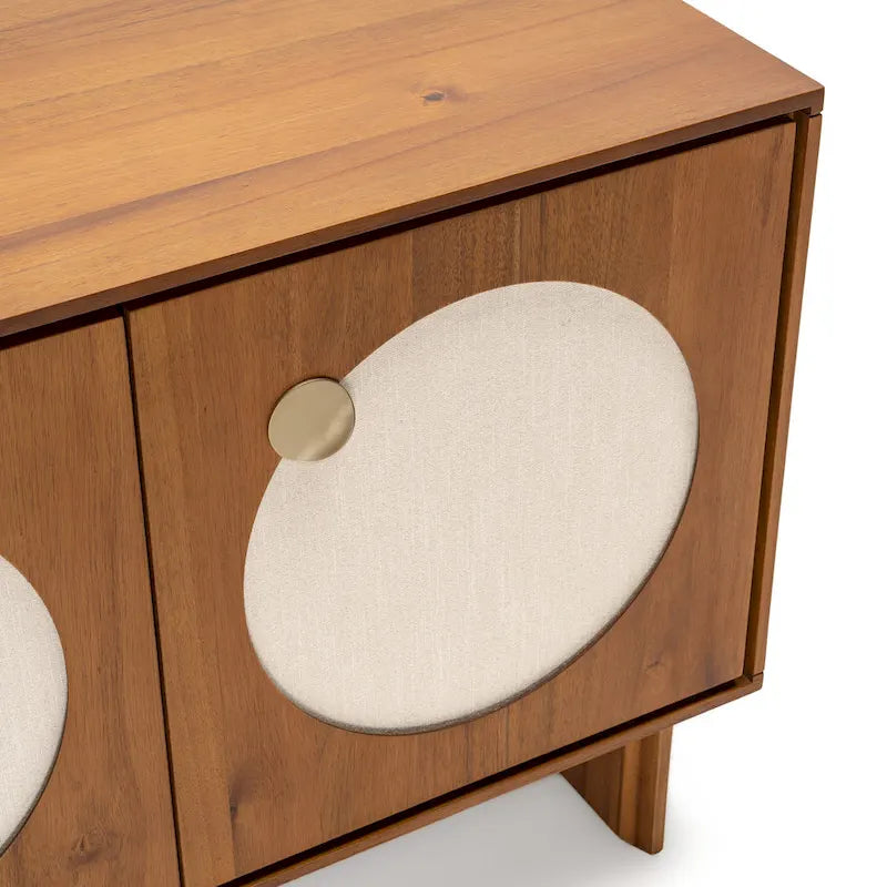 Wide Modern Walnut Effect Cabinet Sideboard