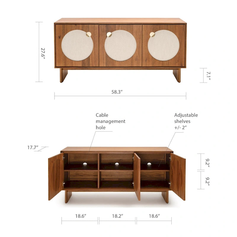 Wide Modern Walnut Effect Cabinet Sideboard