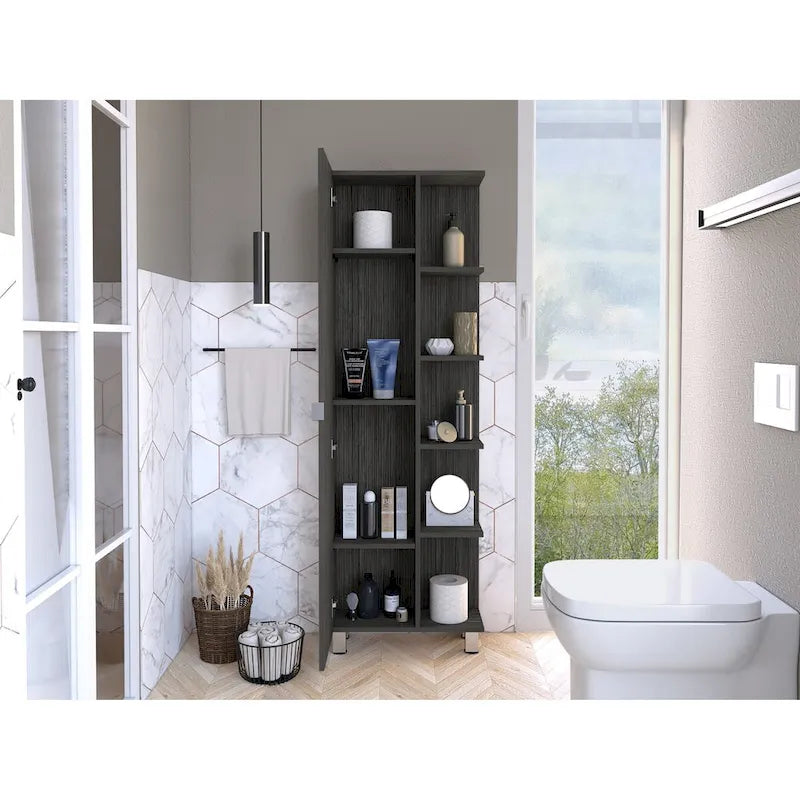 Linen Cabinet, Four Interior Shelves, Five External Shelves