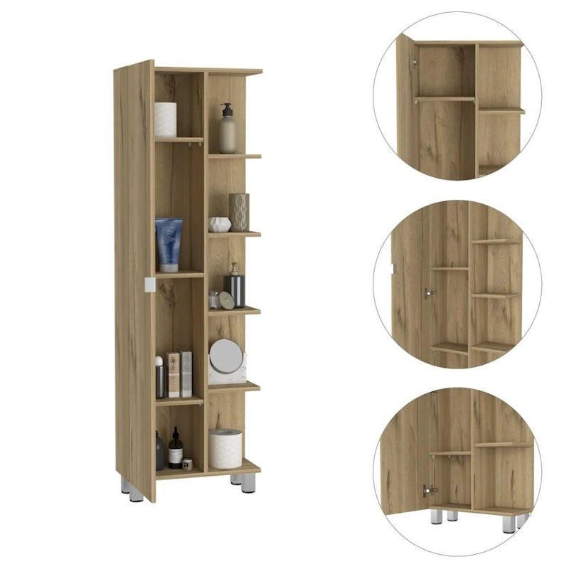 Linen Cabinet, Four Interior Shelves, Five External Shelves