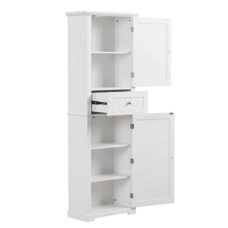 Freestanding Storage Cabinet with Drawer and Adjustable Shelf
