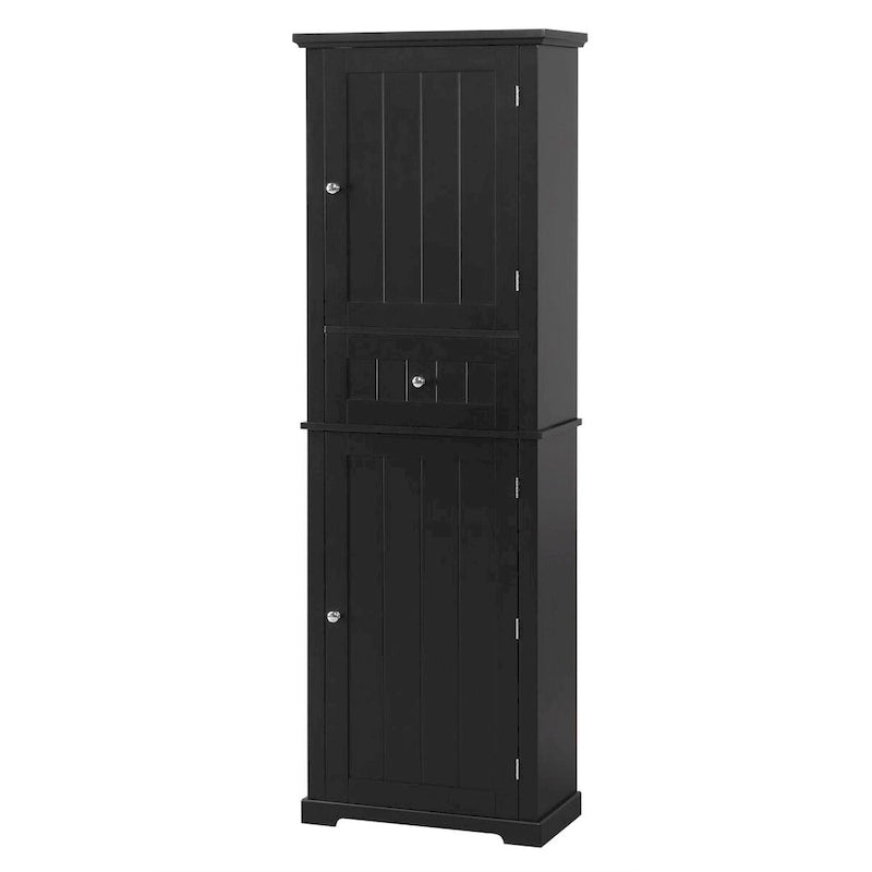 Freestanding Storage Cabinet with Drawer and Adjustable Shelf