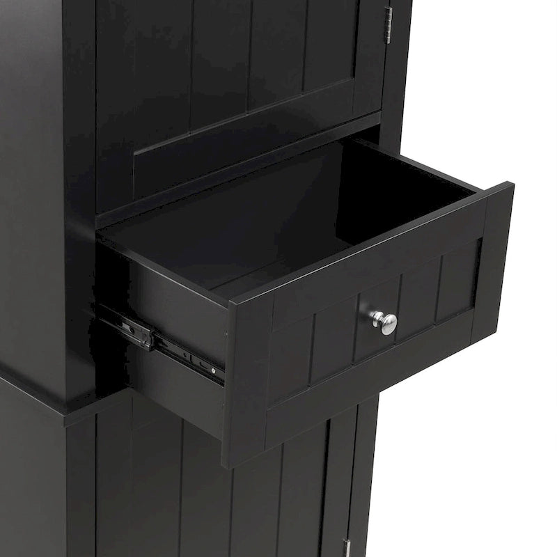 Freestanding Storage Cabinet with Drawer and Adjustable Shelf